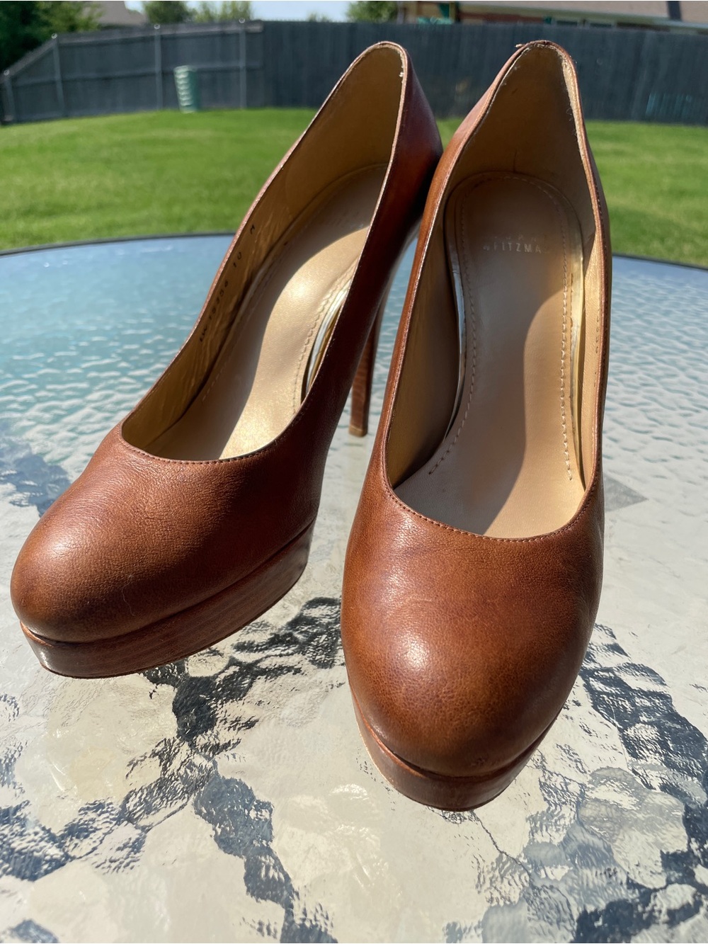 Stuart Weitzman Cognac Brown Leather Platform Pumps